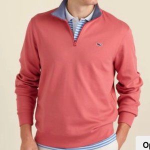 Vineyard Vines Quarter Zip Pullover Sweater Salmon